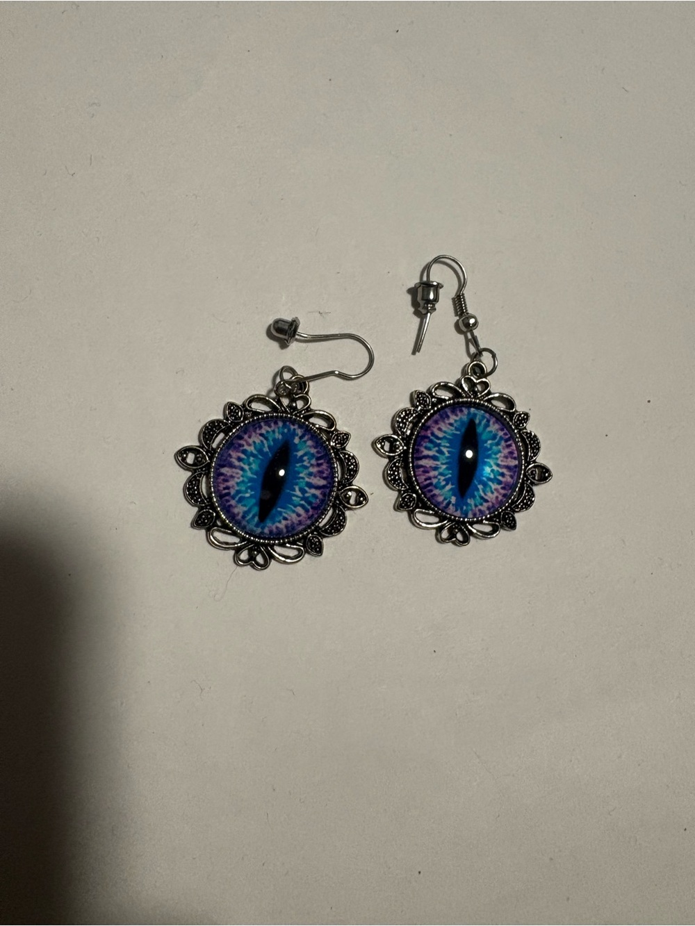 Boho Blue Purple Dragon Eye Dangle Earrings - Unbranded